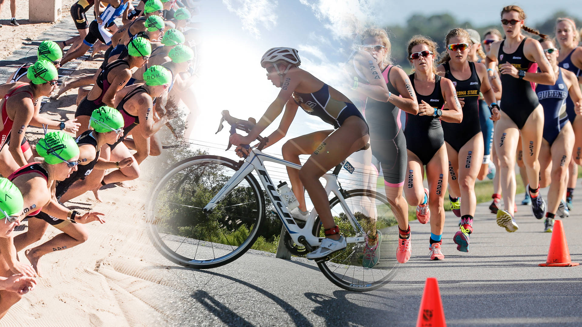 Triathlon Photo Collage Wallpaper
