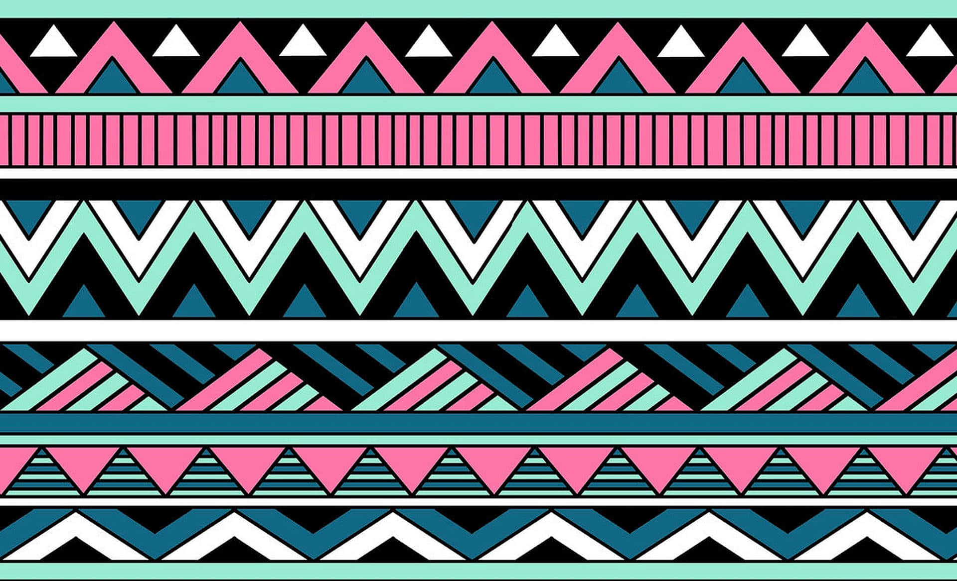 A Colorful Aztec Pattern With Pink, Blue And Black Stripes