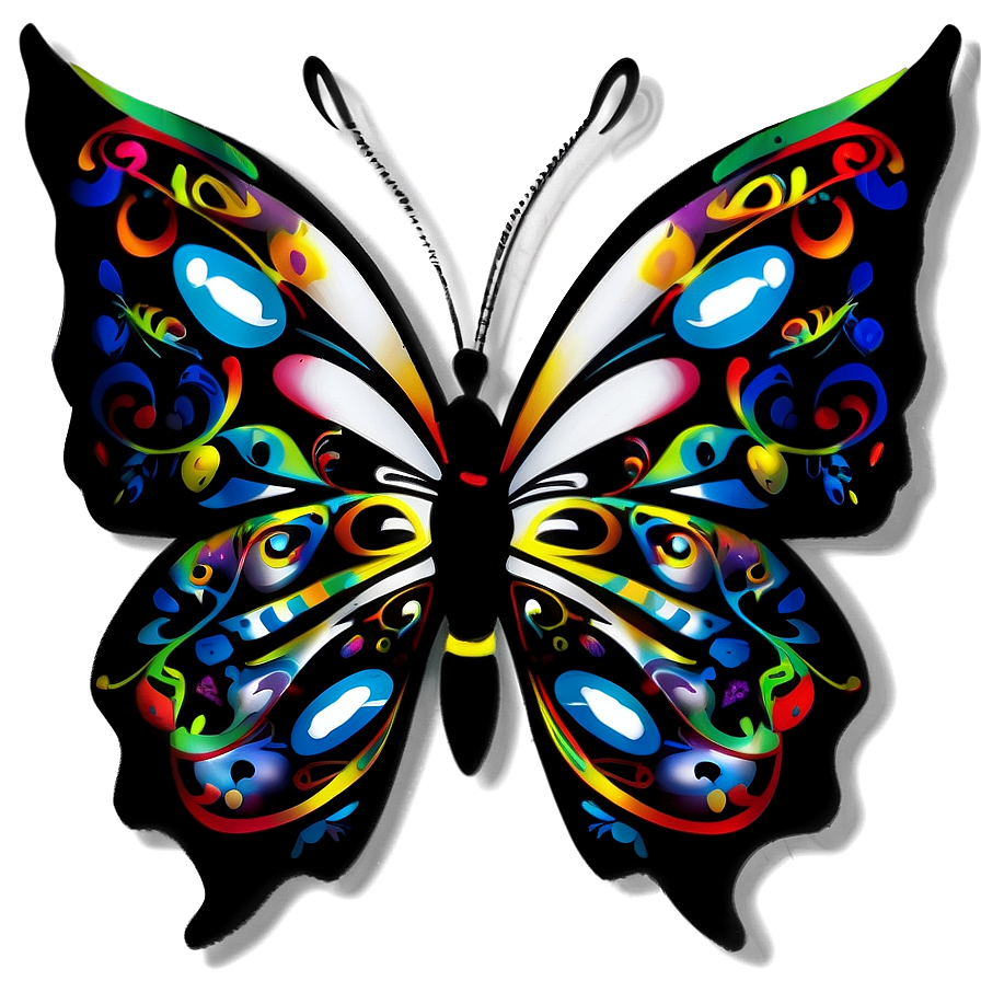 Tribal Black Butterfly Png Wsl1 PNG