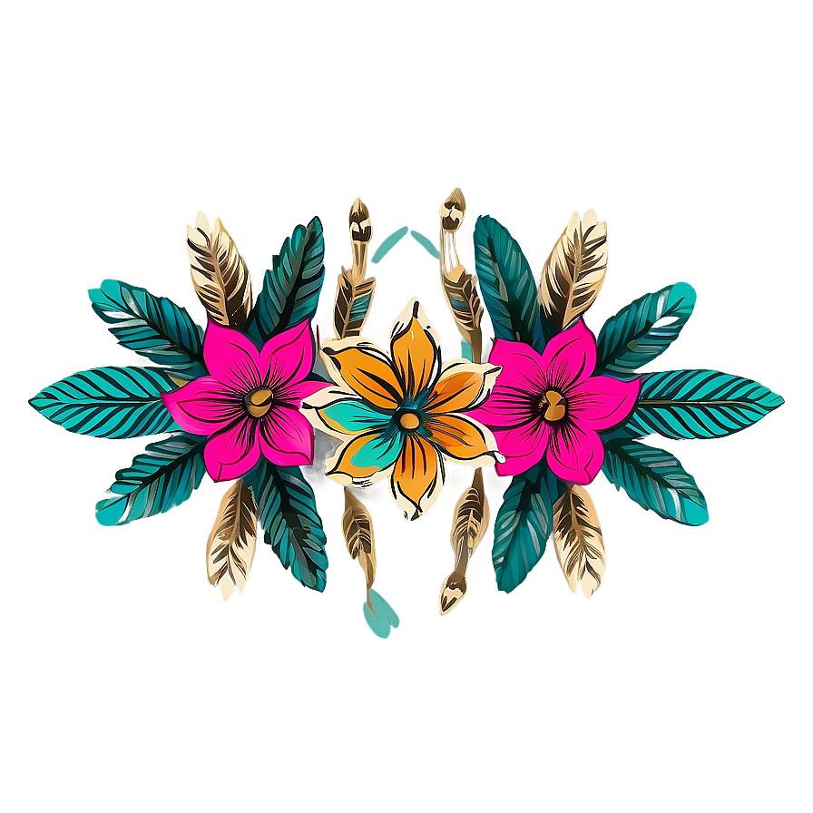 Tribal Boho Flowers Png Vsf95 PNG