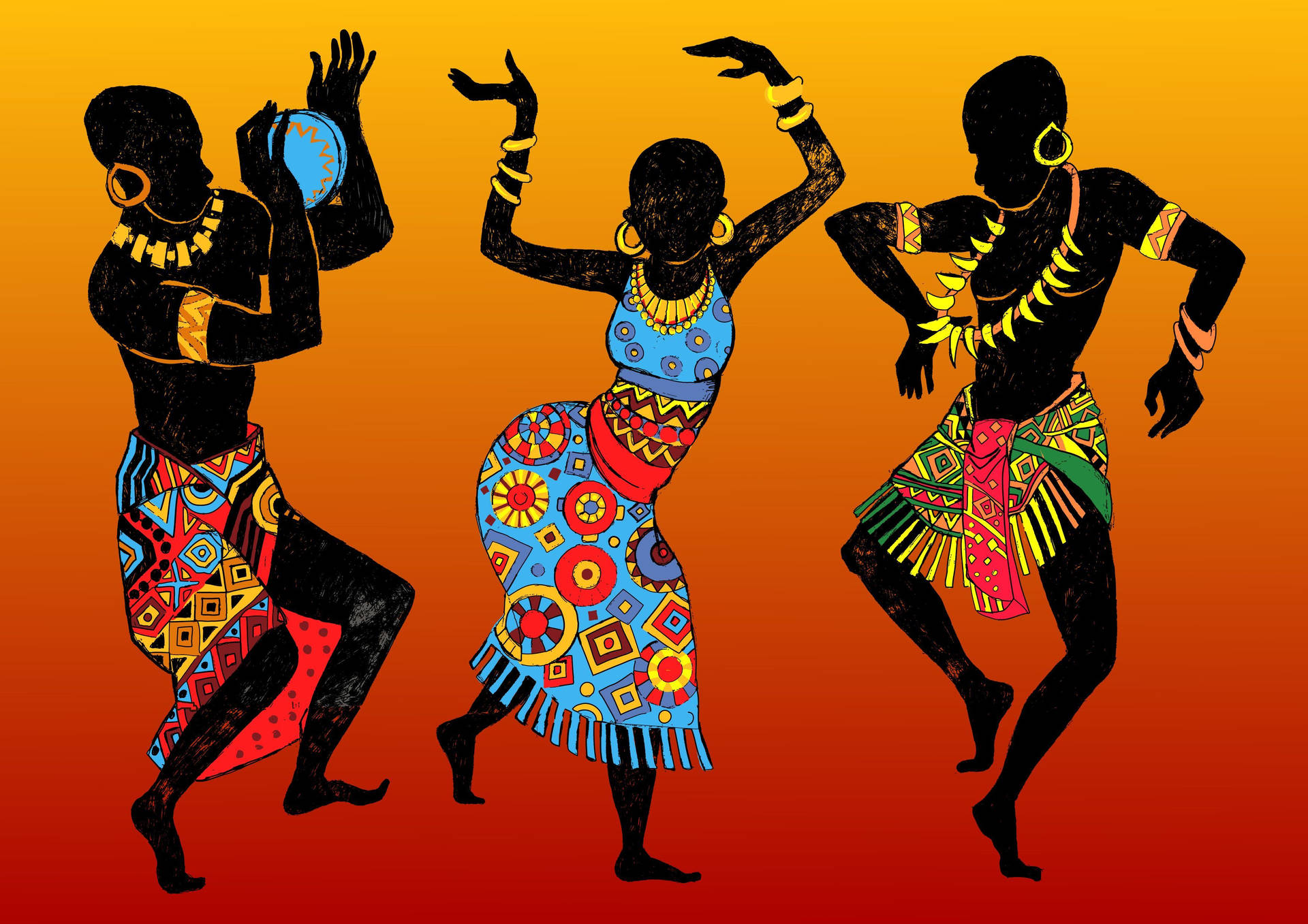 Tribal Dance African Art Wallpaper