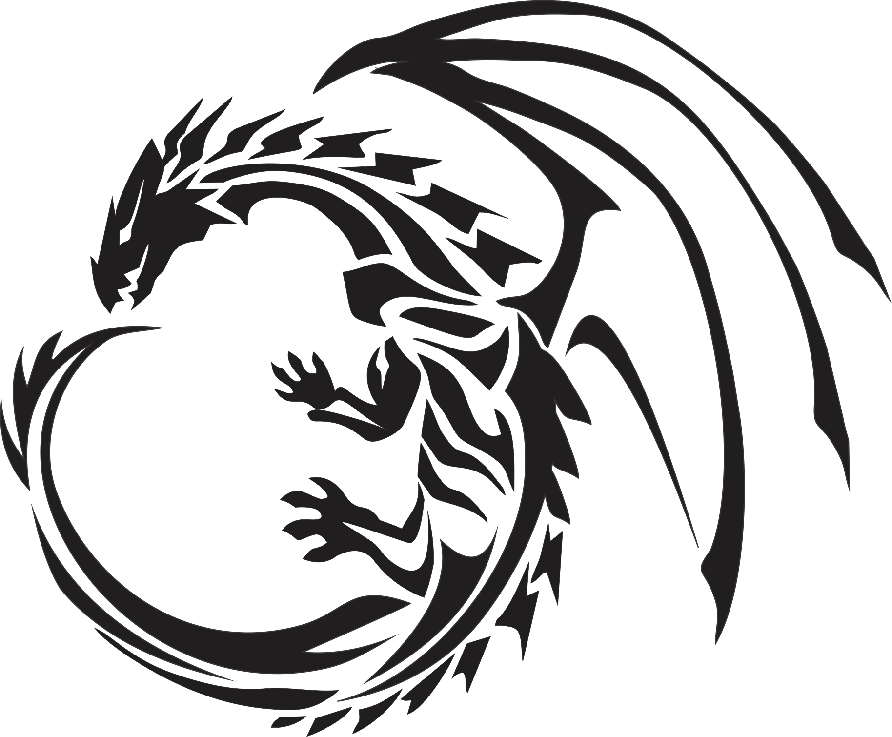 Tribal Dragon Tattoo Design PNG