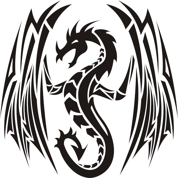 Tribal Dragon Tattoo Design PNG