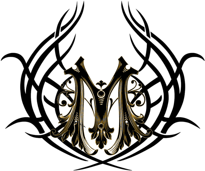 Tribal Style Letter M Tattoo Design PNG