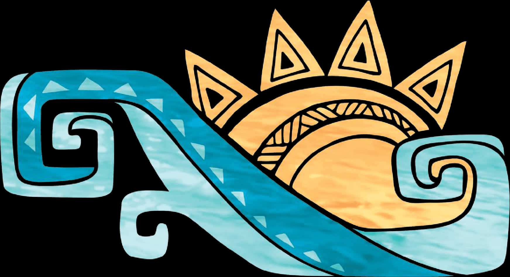 Tribal Sunand Wave Illustration PNG