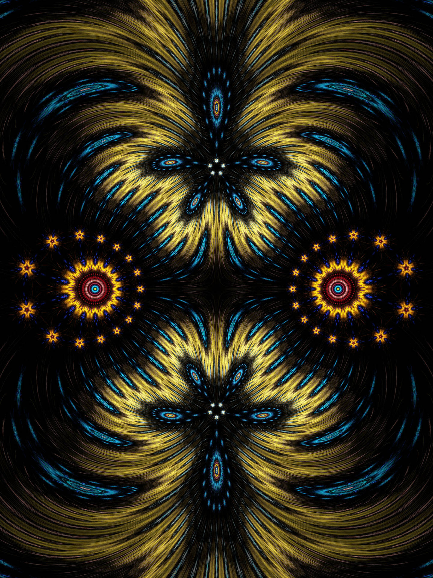 Tribal symmetry psychedelic art wallpaper.