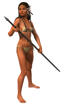 Tribal_ Warrior_ Woman_3 D_ Render PNG