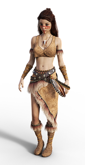 Tribal Warrior Woman Costume PNG