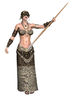 Tribal Warrior Woman3 D Model PNG