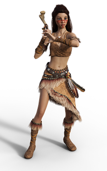 Tribal Warrior Woman3 D Model PNG