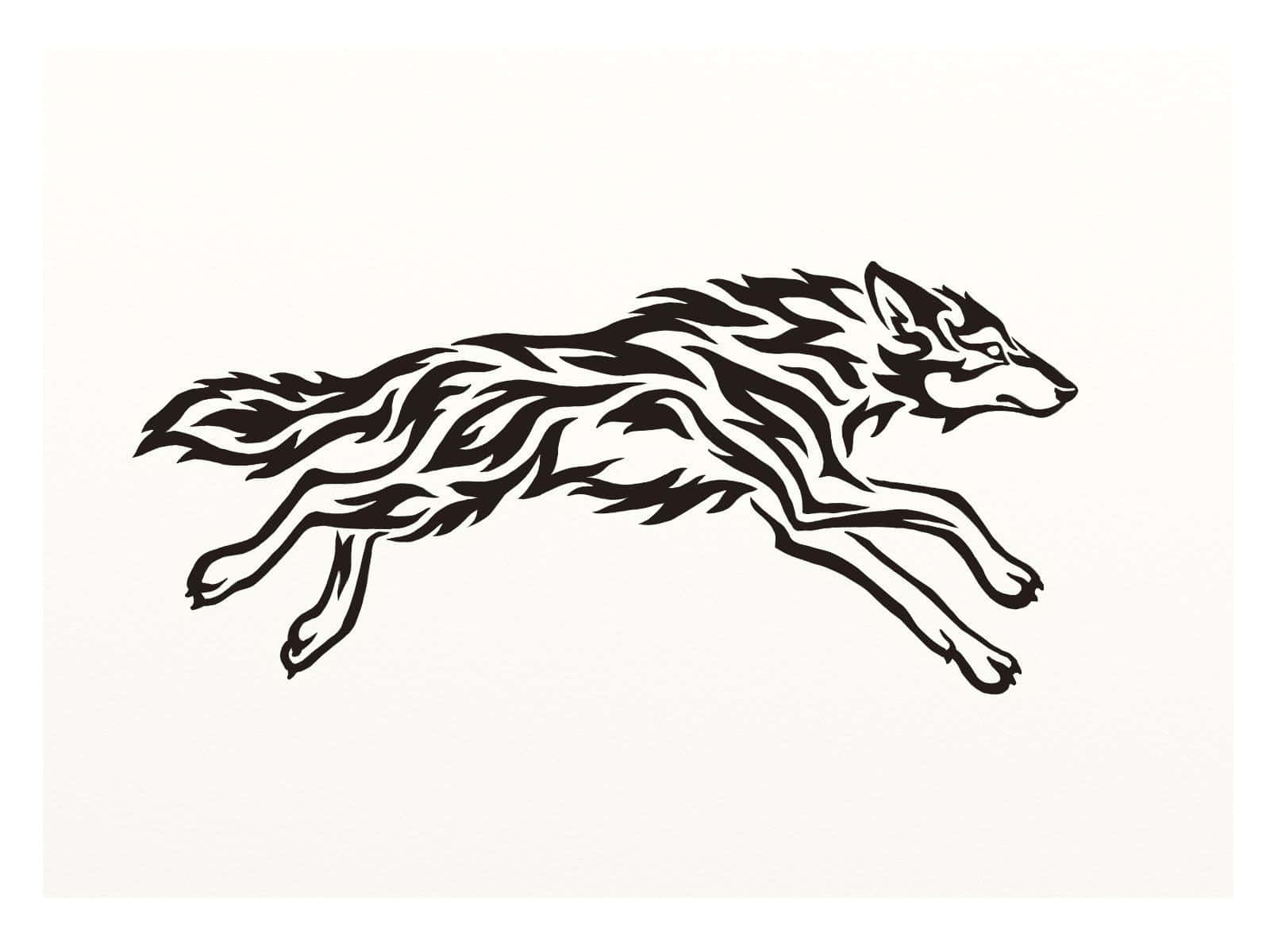 Fierce Tribal Wolf Illustration Wallpaper