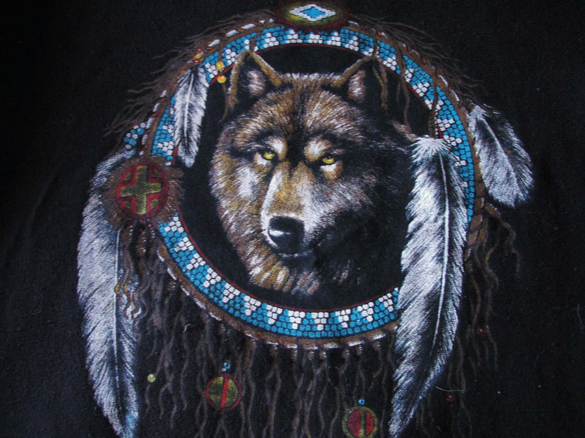 Majestic Tribal Wolf Wallpaper