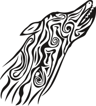 Tribal Wolf Artwork PNG