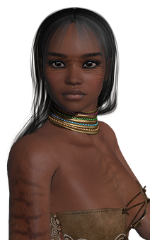 Tribal Woman Portrait Digital Art PNG