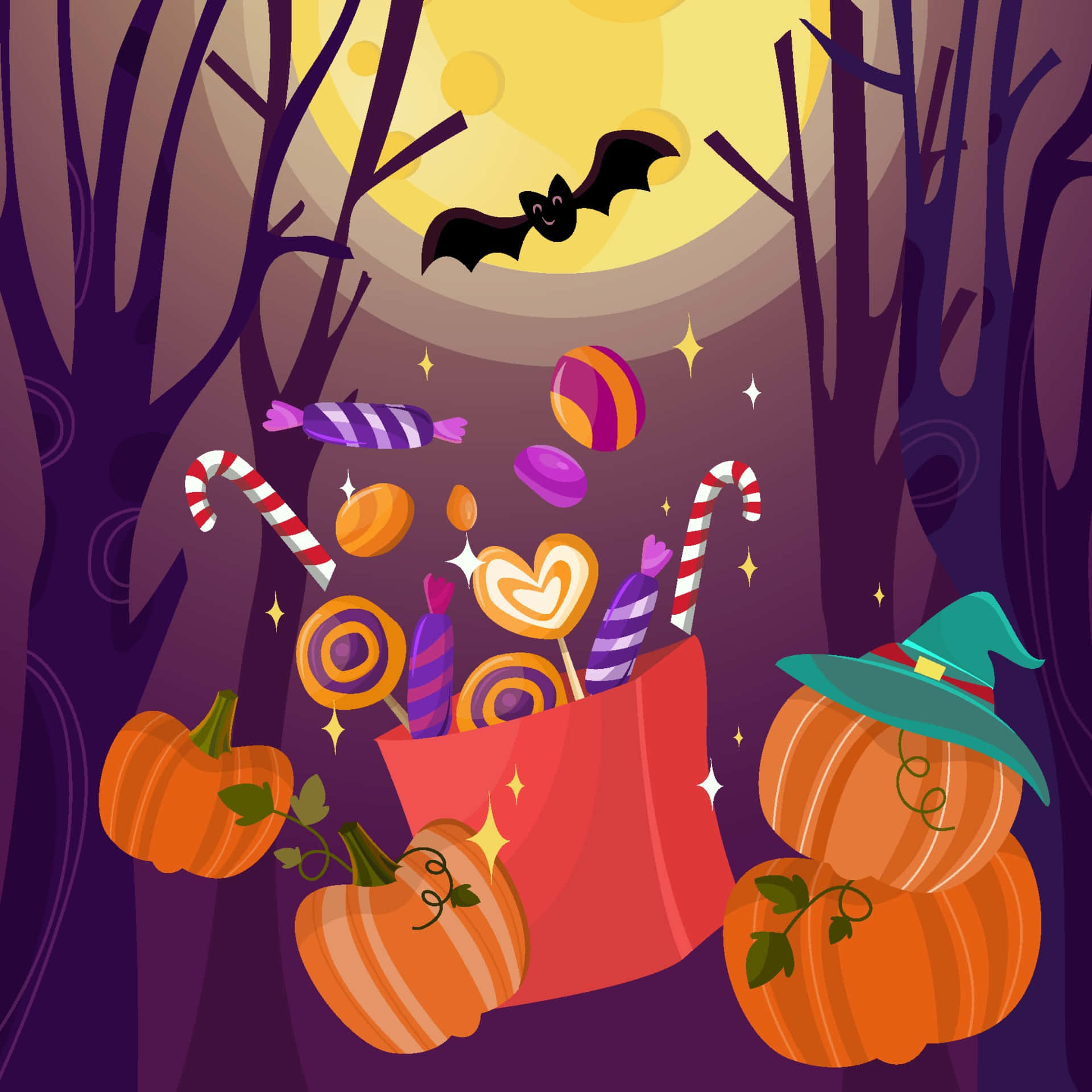 Get Ready for Trick or Treat with This Fun Bags Wallpaper