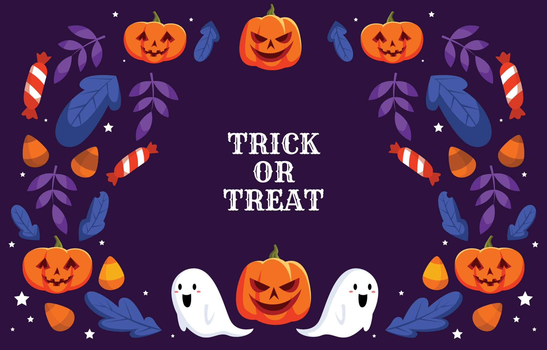 Trick Or Treat Halloween Dator Lila Wallpaper