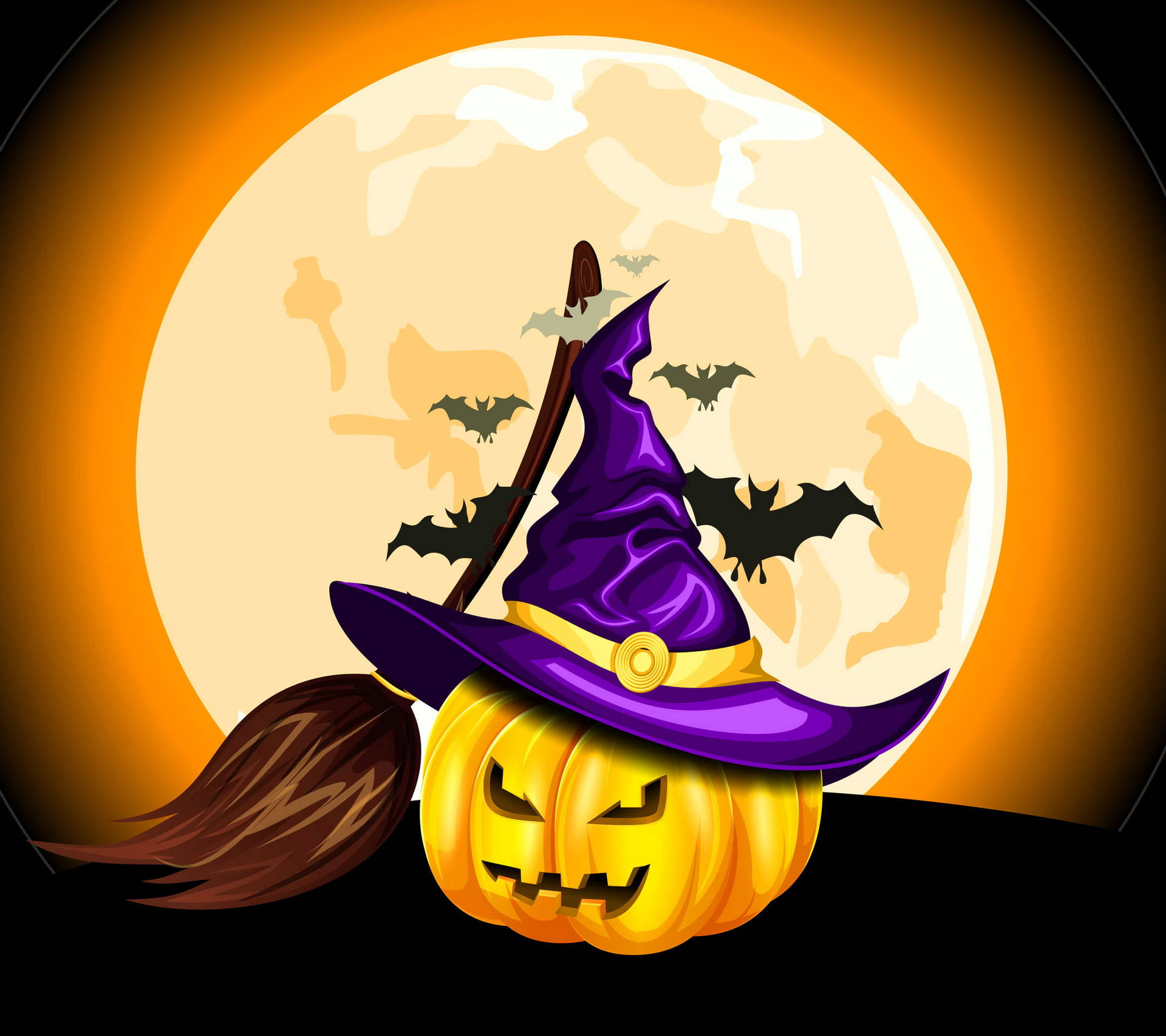 Trick Or Treat Pumpkin Hat Bats Moon