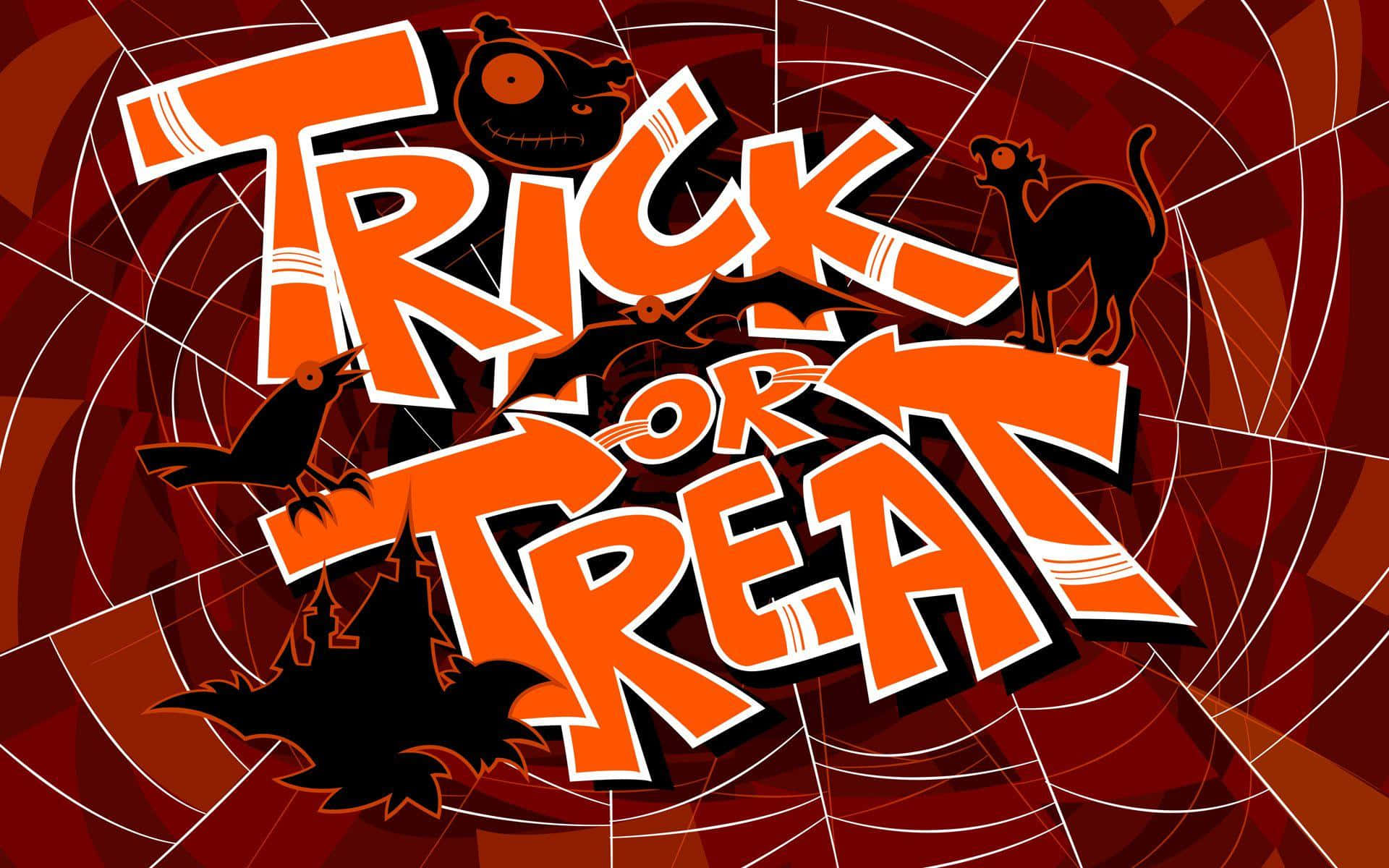Excited Trick-or-Treaters Roaming the Streets Wallpaper
