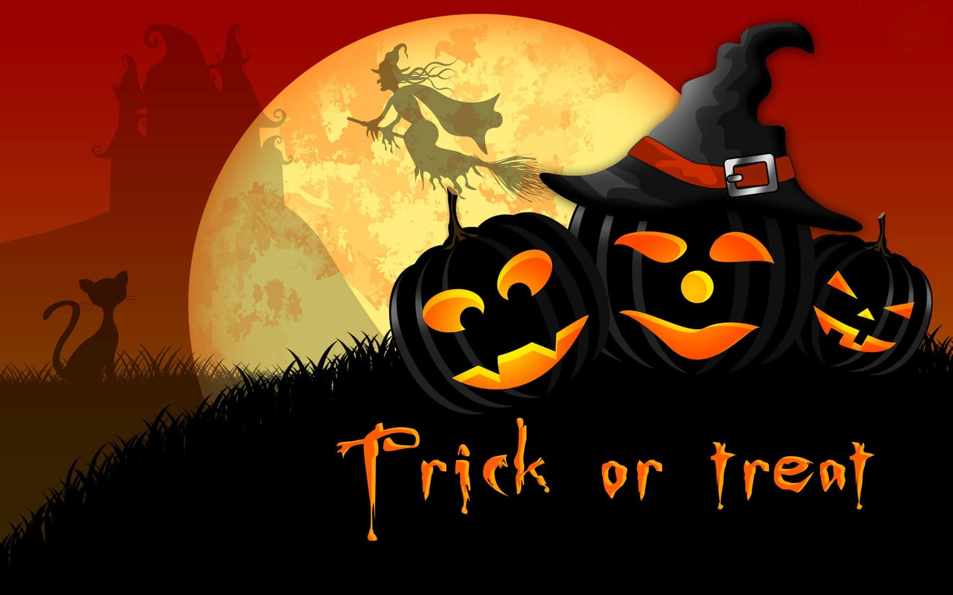Trick-or-Treaters on Halloween Night Wallpaper