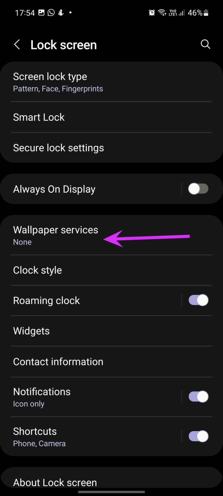 Lock Screen Settings On Samsung Galaxy S10e Wallpaper