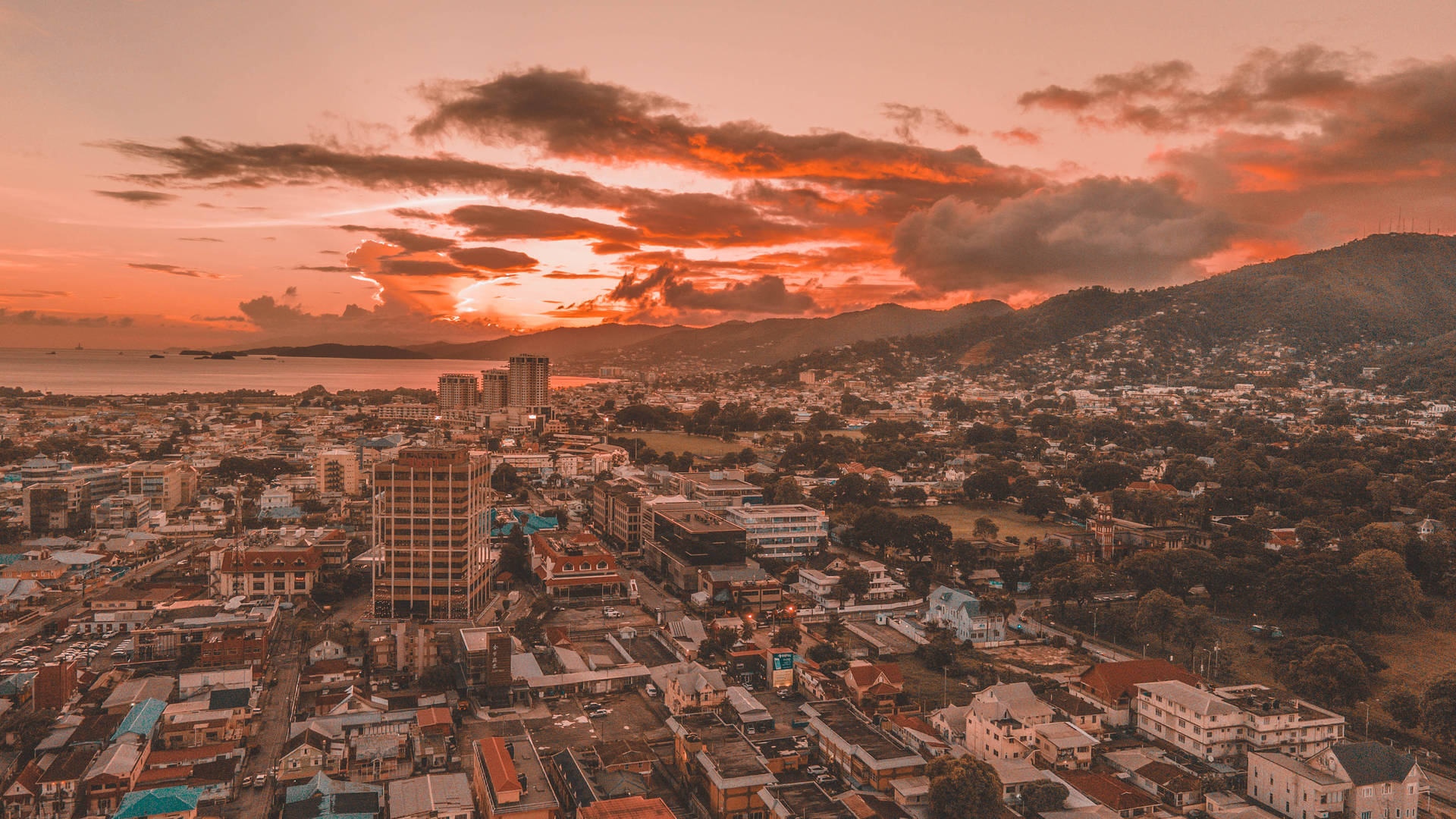 Trinidad And Tobago Sunset Skyline Wallpaper