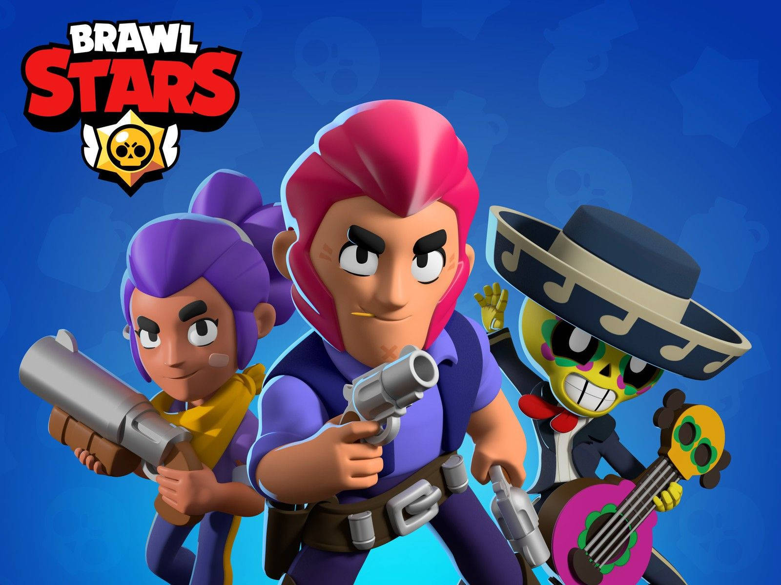 Scarica lo sfondo del Trio Brawlers Di Brawl Stars | Wallpapers.com