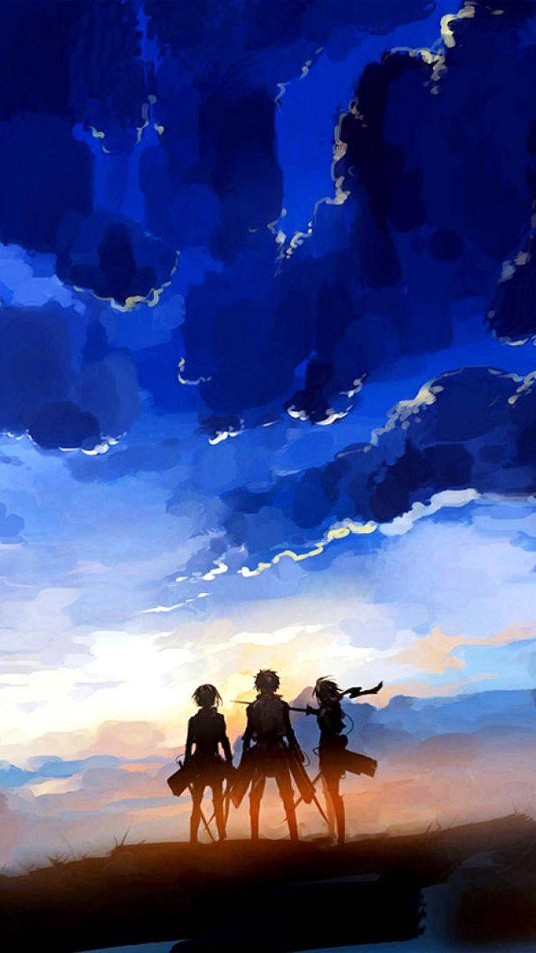 Trio Silhouette Attack On Titan Iphone Wallpaper