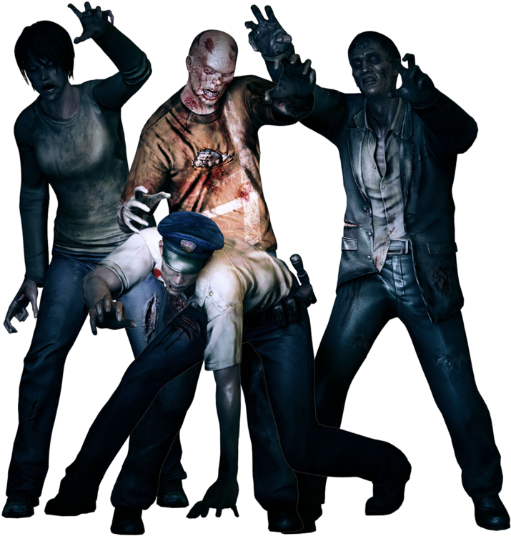 Trio_of_ Zombies_ Posing PNG