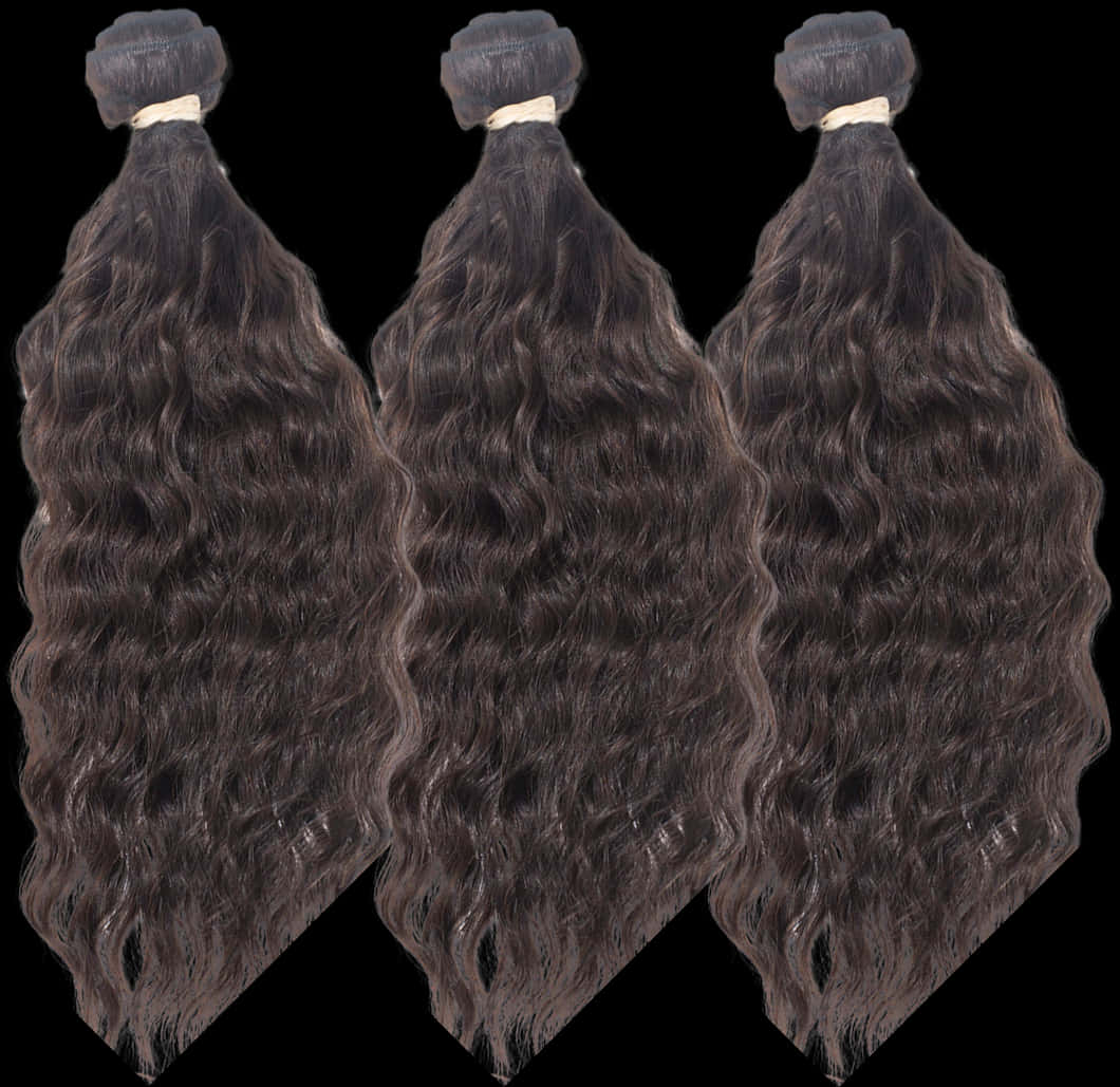 Triple Bundle Wavy Hair Extensions PNG