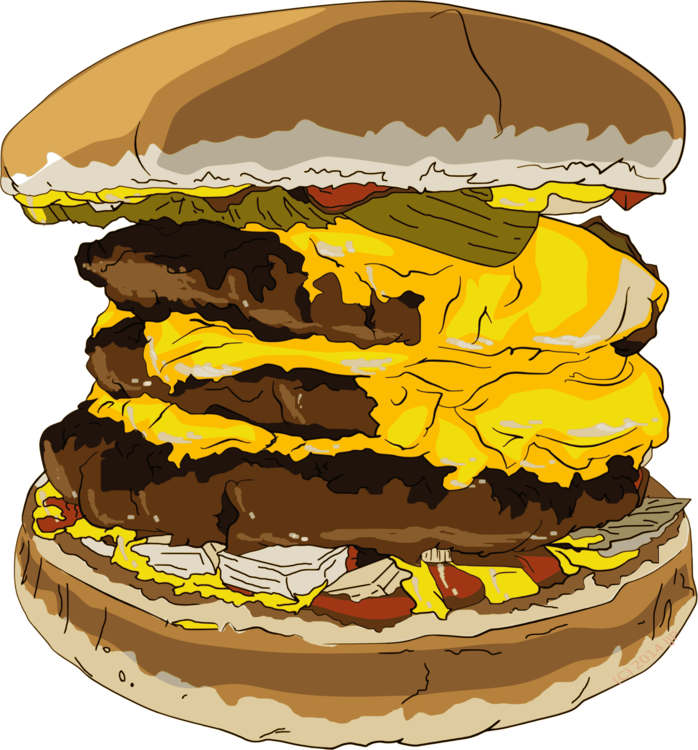 Triple Cheeseburger Deluxe Illustration PNG