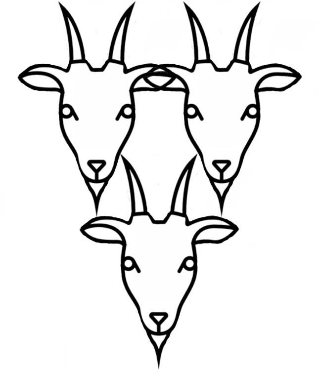 Triple Goat Heads Illusion PNG