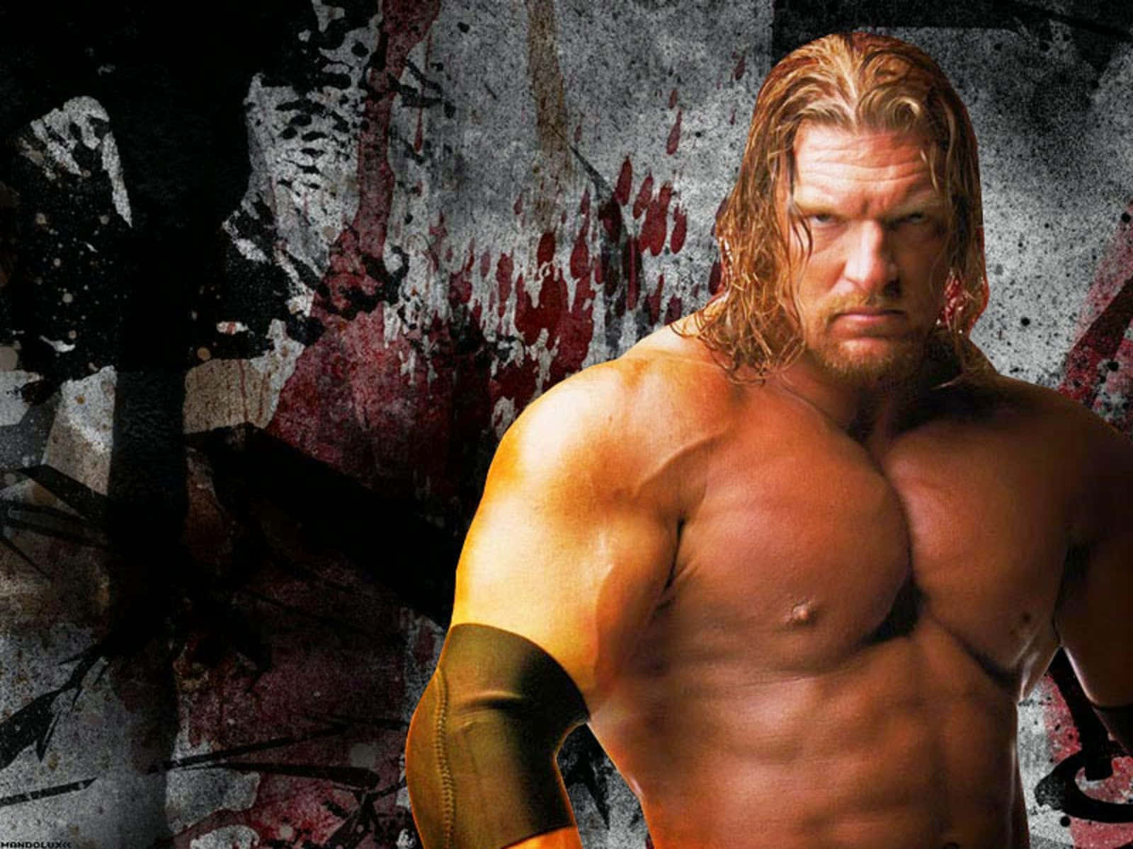 Download Triple H Black And Red Paint Wallpaper 