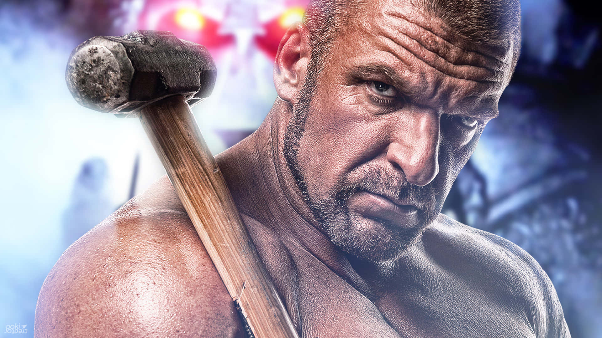 Triple H Holding A Sledgehammer Wallpaper