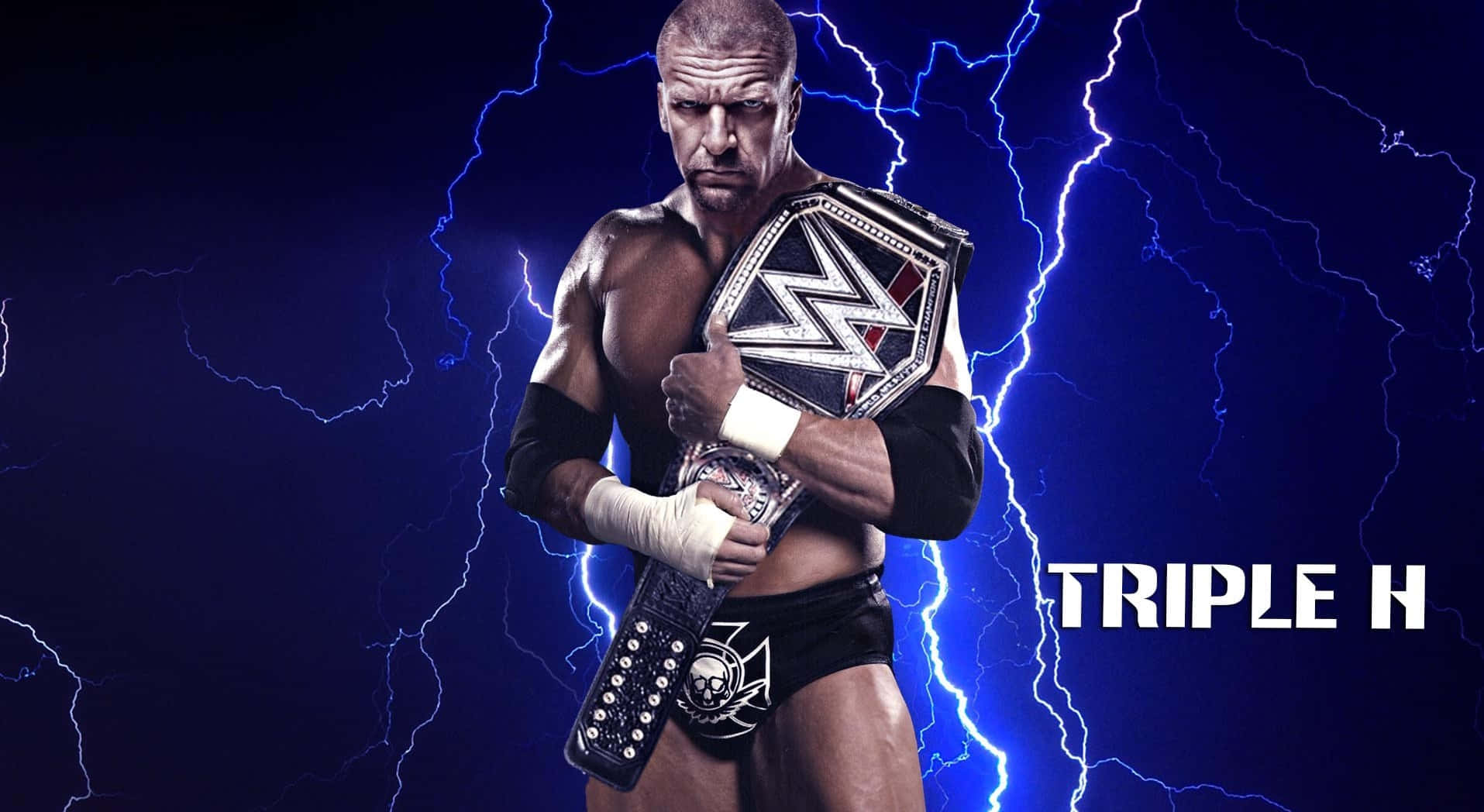 Download Triple H Holding Wwe Championship Belt Wallpaper 