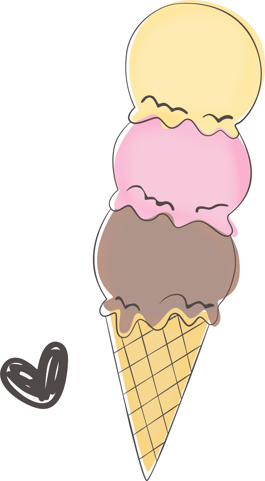 Triple Scoop Ice Cream Cone PNG