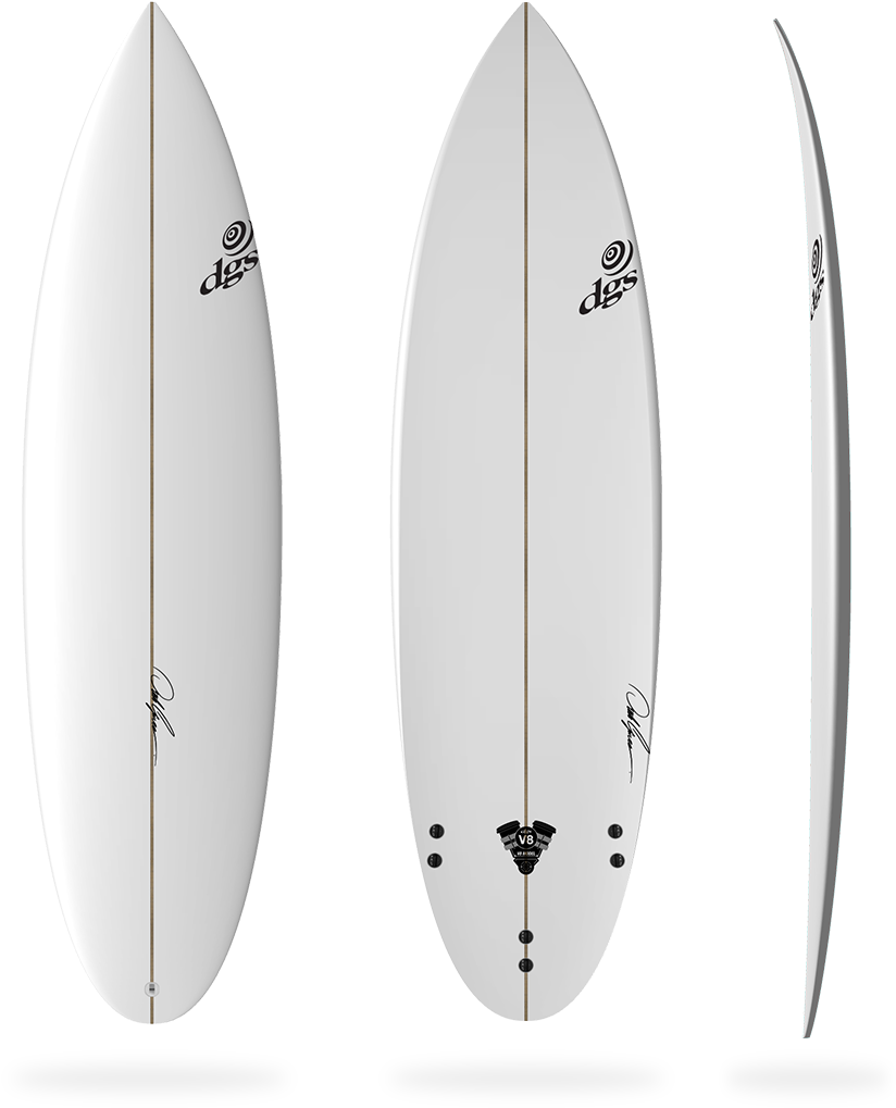 Triple View White Surfboard PNG
