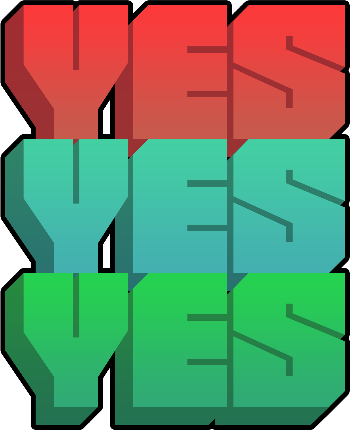 Triple Yes3 D Text Art PNG