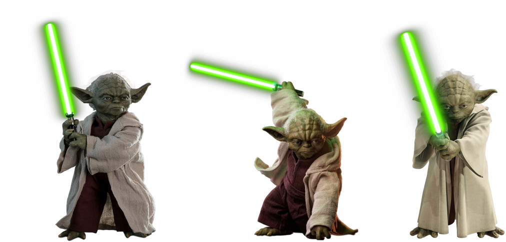 Triple Yodawith Lightsabers PNG