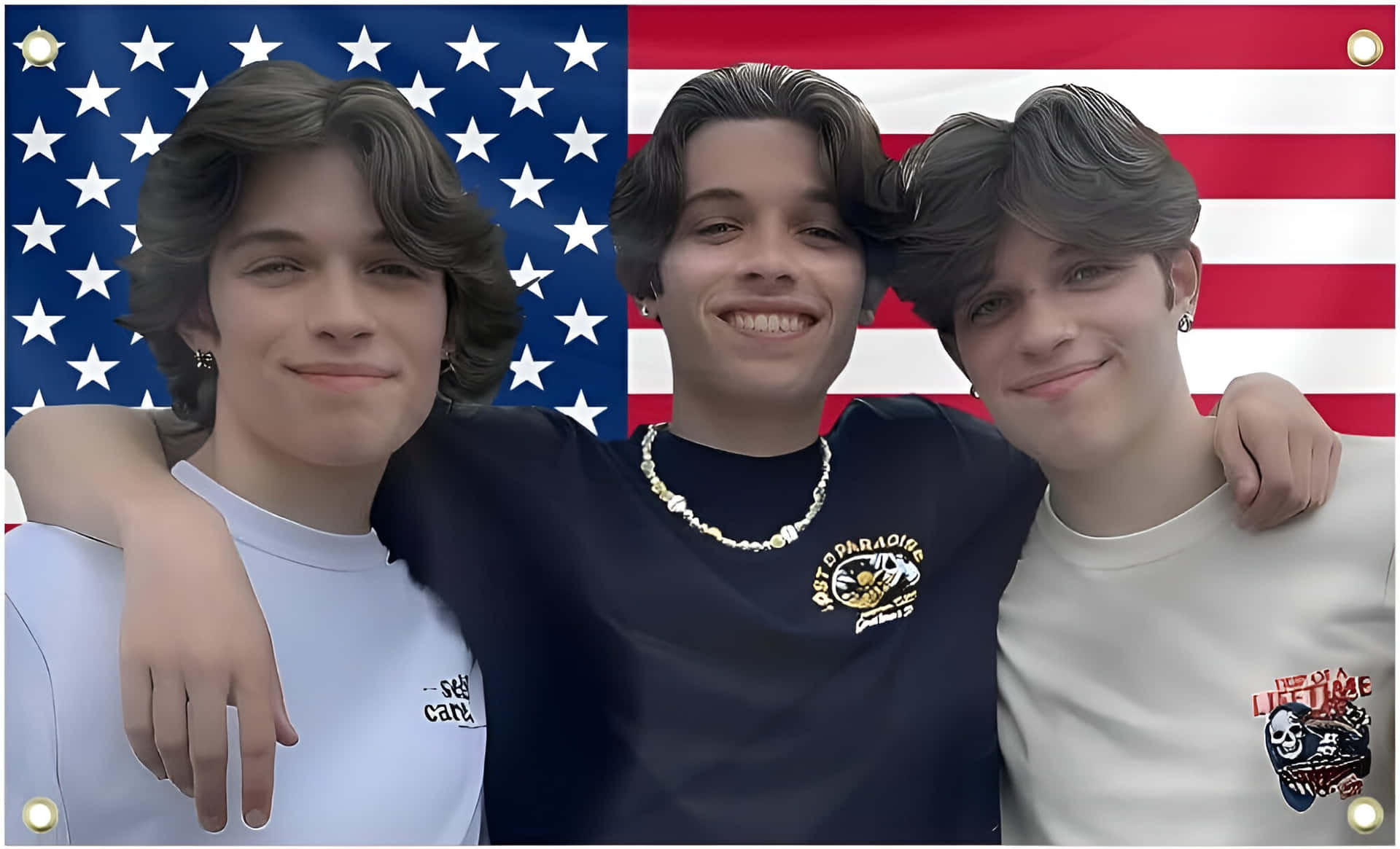 Triplets American Flag Backdrop Wallpaper