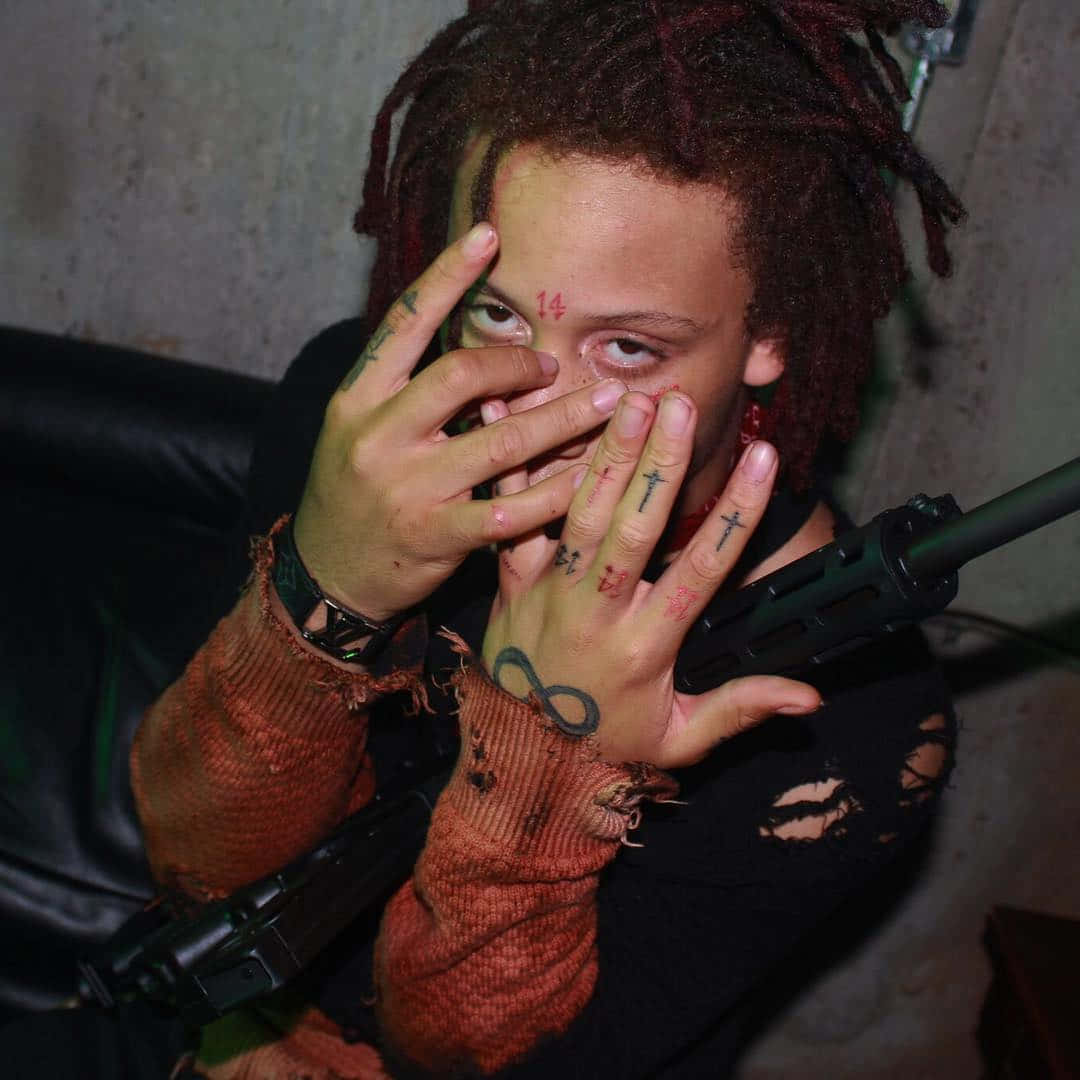 Trippie Redd in a bold and captivating pose