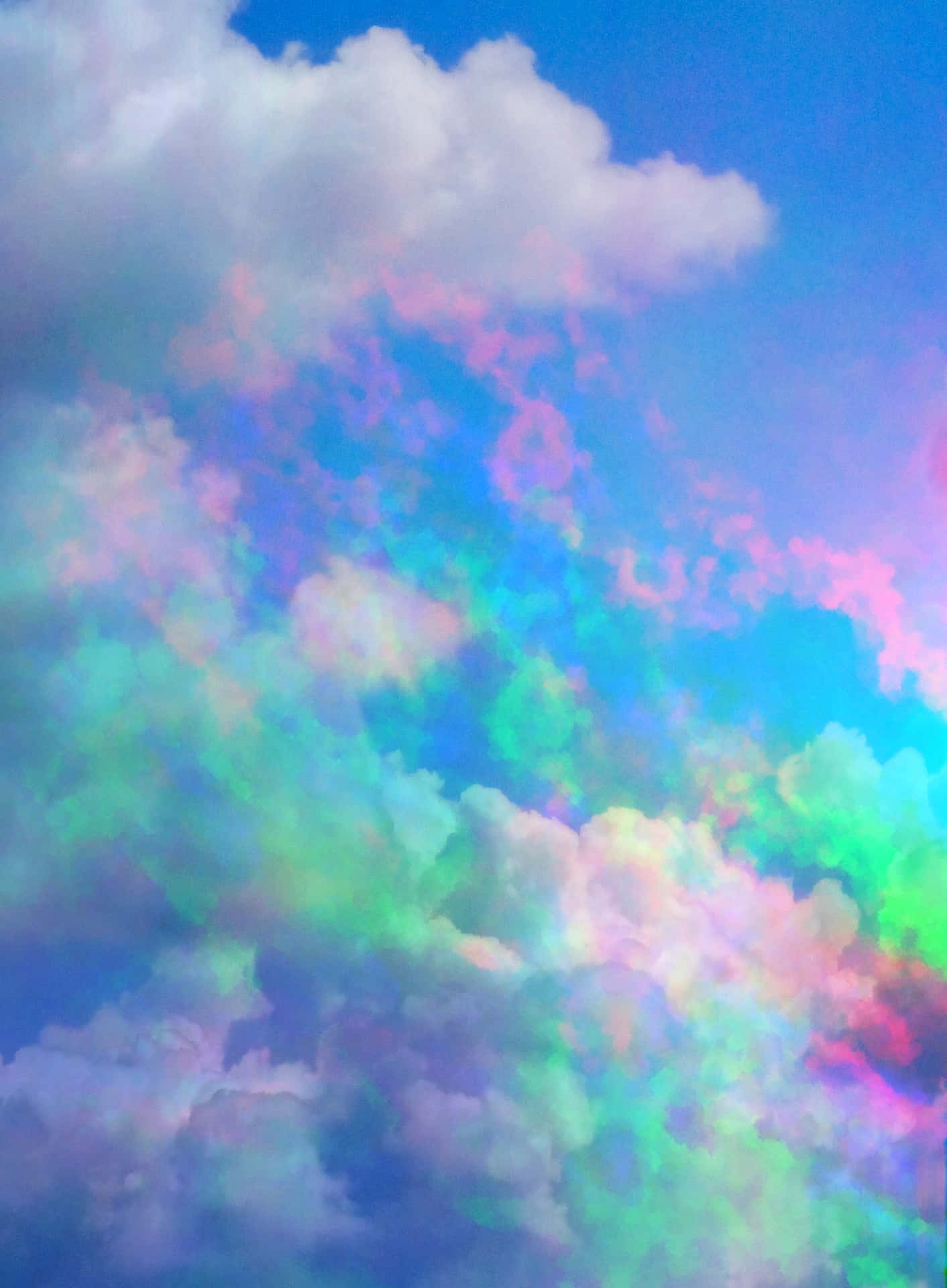 Trippy Aesthetic Cloud Purple And Green Wallpaper