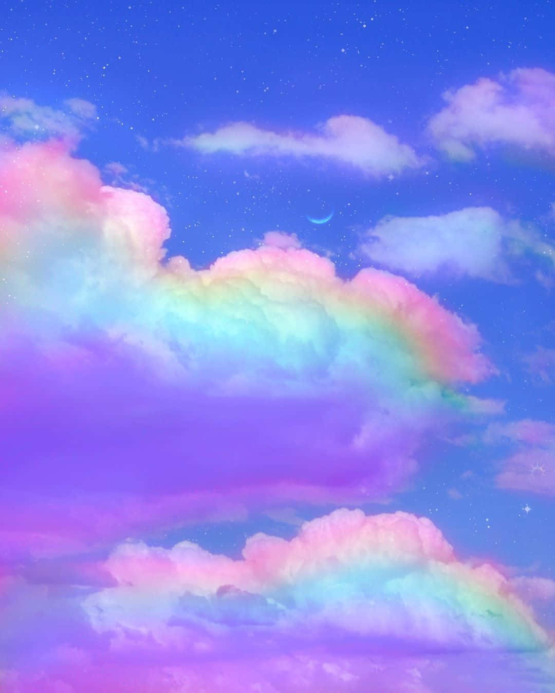 Tripy æstetisk sky med regnbue farver Wallpaper