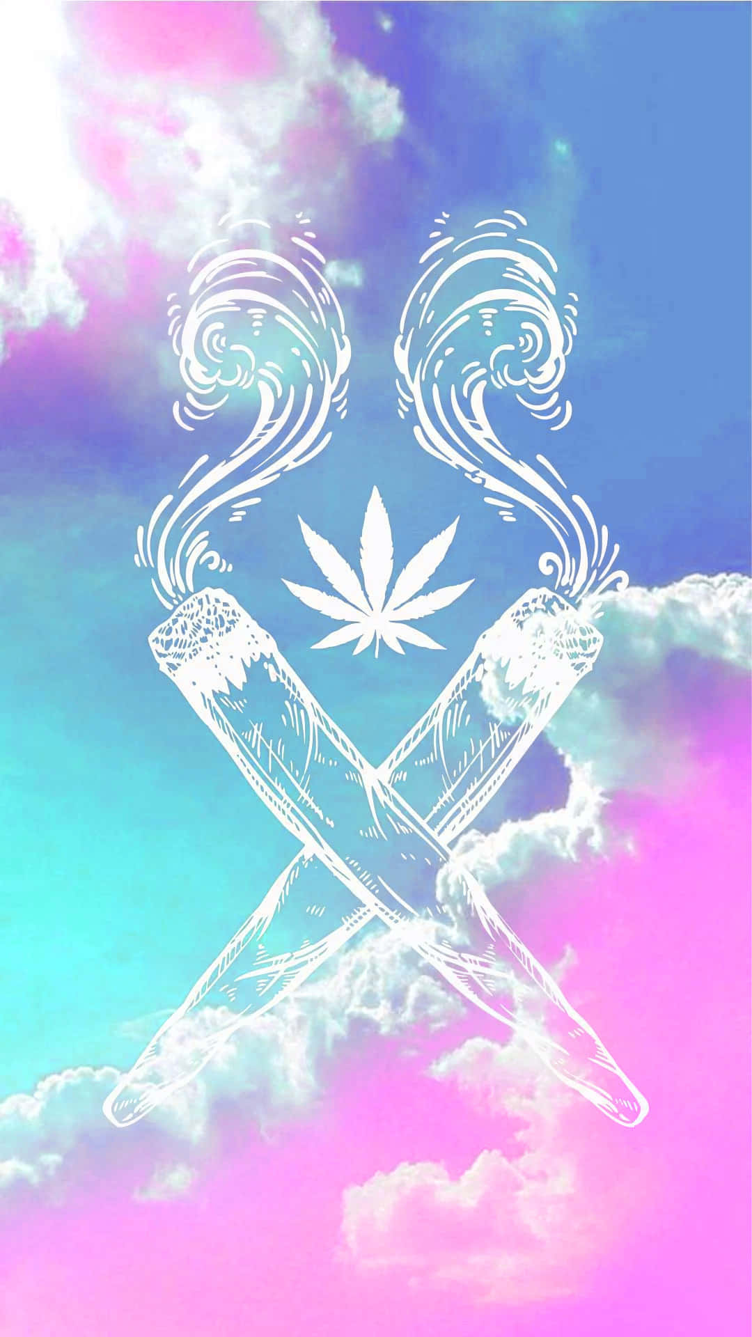 Trippy Aesthetic Cloud With Tobacco Print Wallpaper