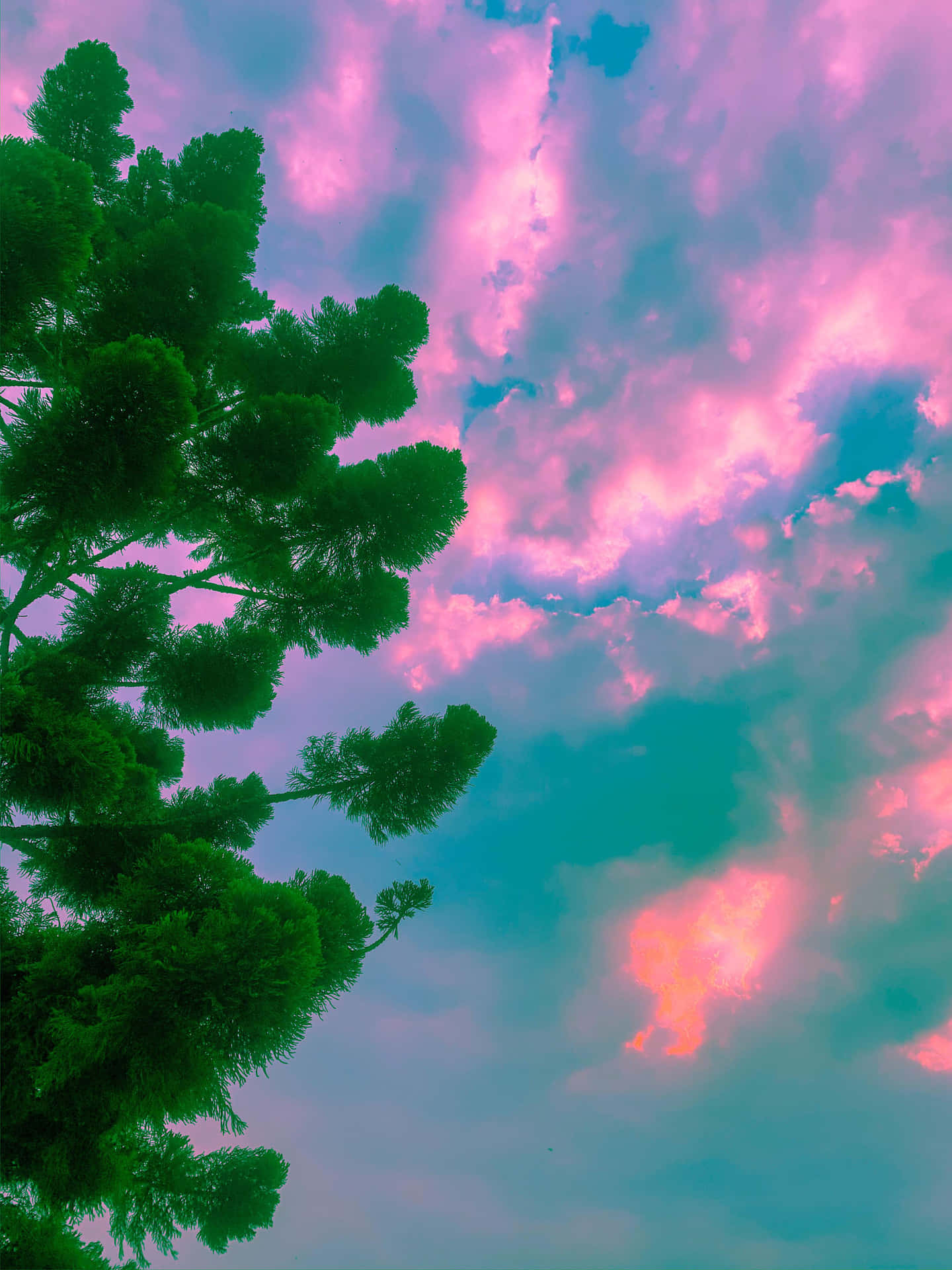 Trippy Aesthetic Cloud With Tree Wallpaper