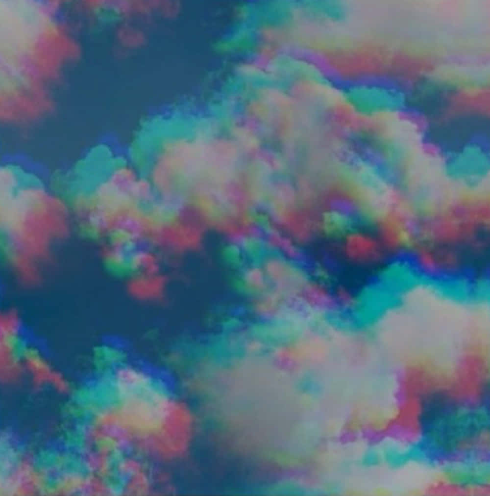 Trippy Aesthetic Clouds With Glitch Shadows Wallpaper