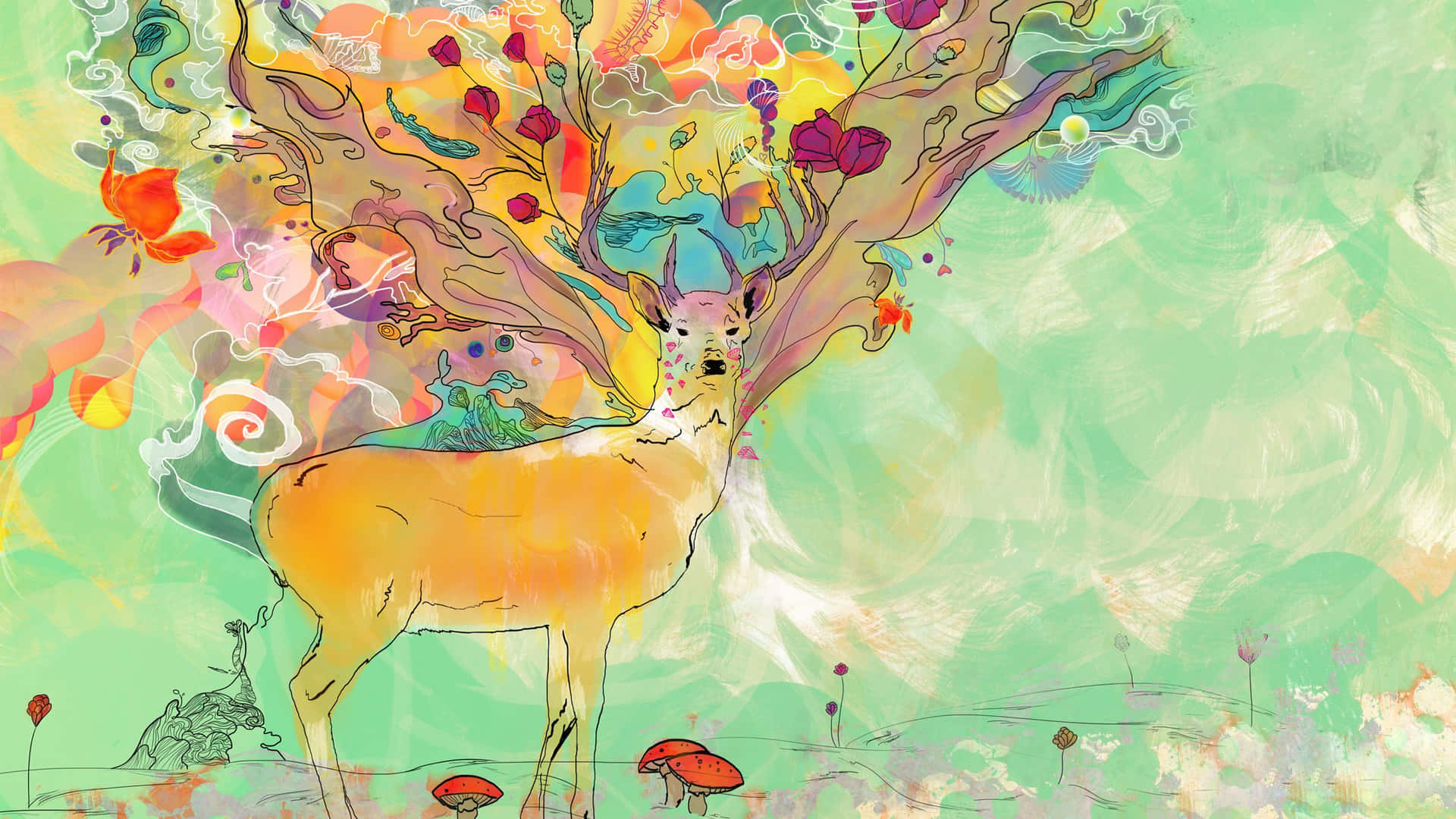 Exceptional Fusion of Wildlife and Psychedelic Art. Wallpaper