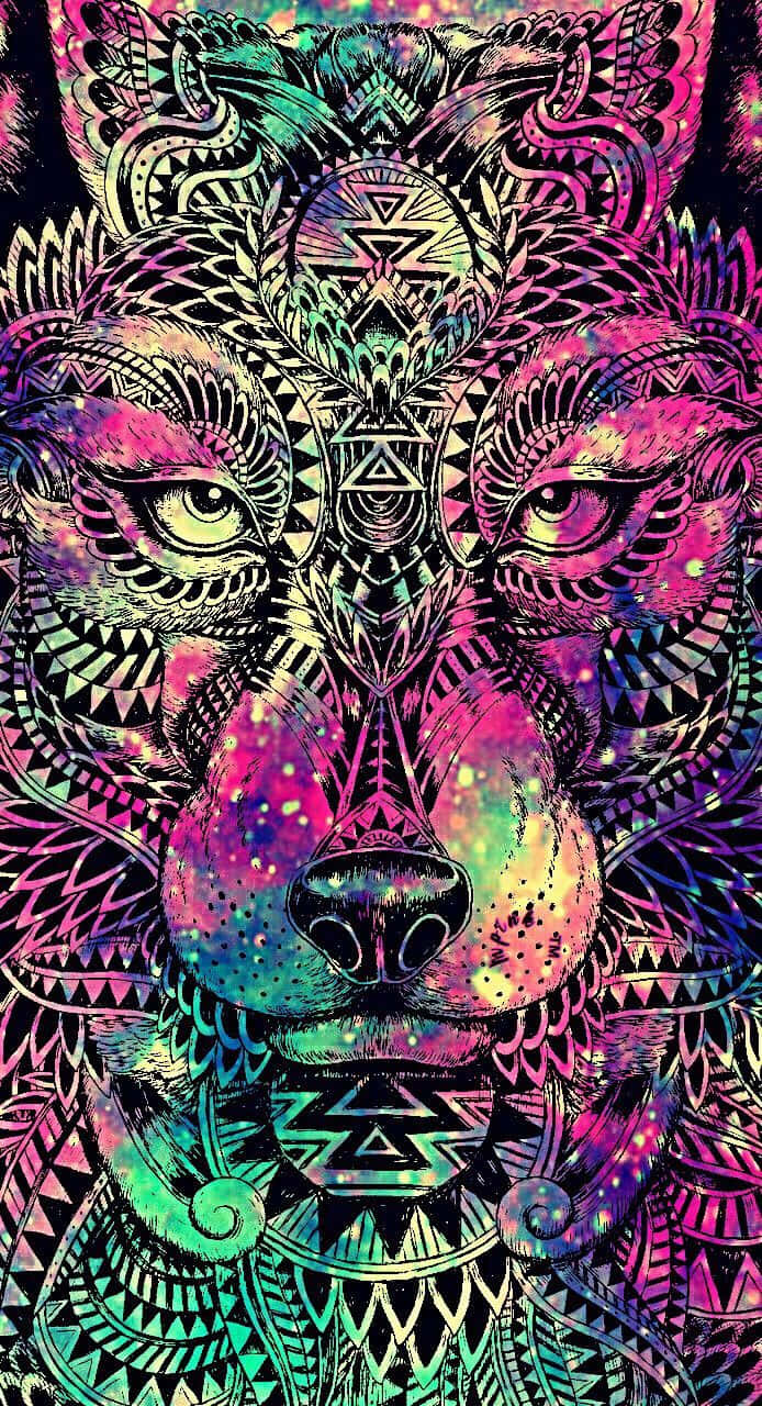 A vibrant and enchanting fusion of wildlife and psychedelic colors Wallpaper