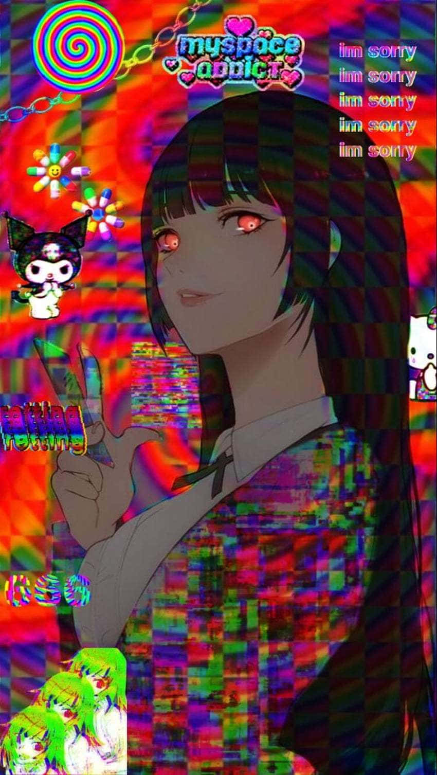 Trippy_ Anime_ Girl_with_ Psychedelic_ Background Wallpaper