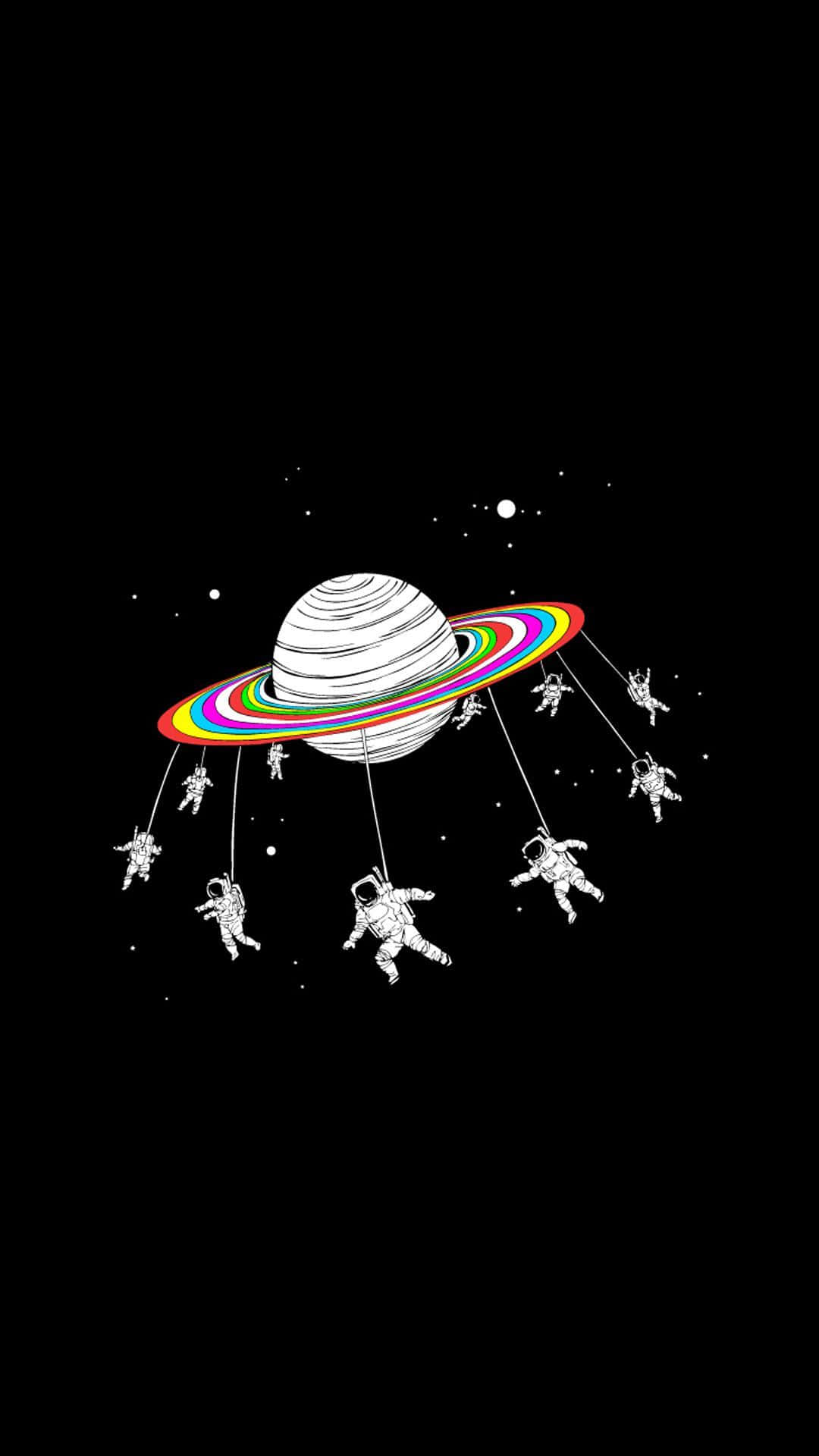 Trippy Astronaut In Space Playing Around Saturn Wallpaper