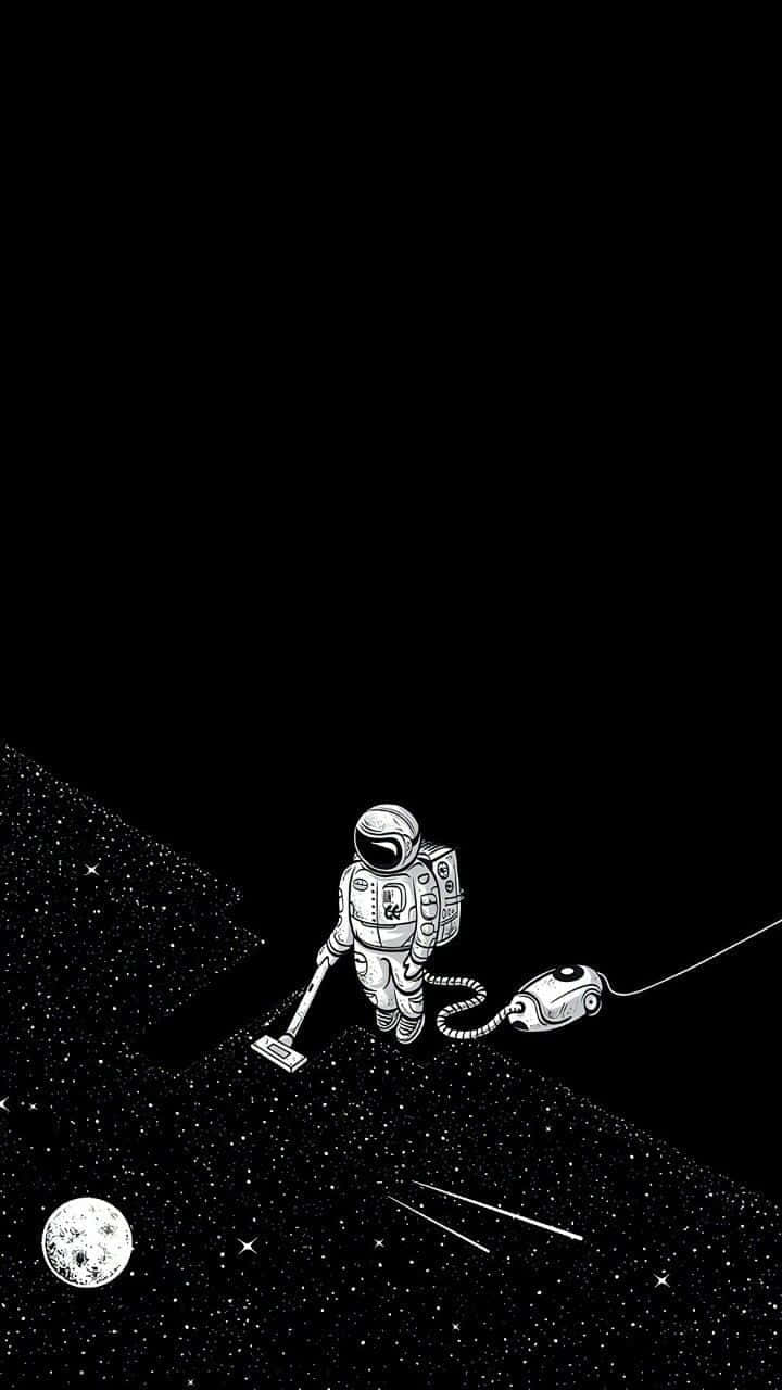 Trippy Astronaut In Space Vacuuming Wallpaper